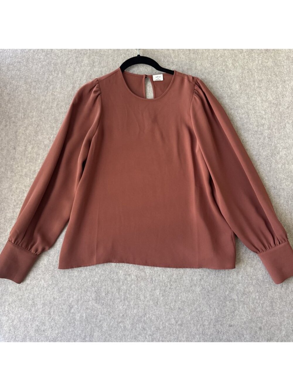 Wilfred Aritzia Clarissa‎ Puff Sleeve Blouse Womens XS Rust Brown Keyhole Back